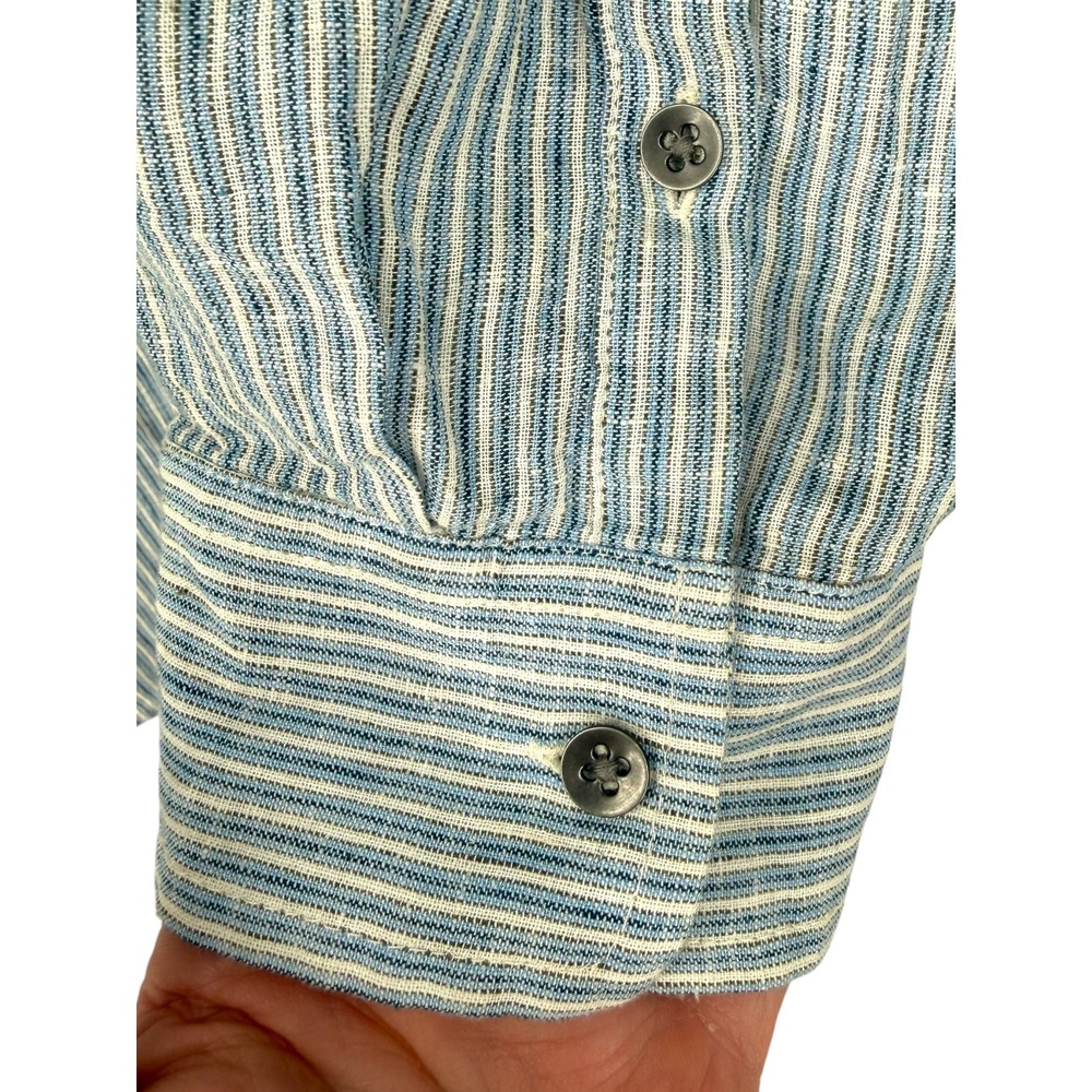NWT Chaps Womens Cobble Ave Blue White Striped Linen Cotton Henley Shirt Size 3X - Picture 13 of 15
